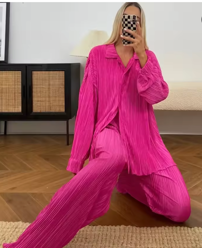 Ensemble Chemise Manches Longues et Pantalon Large