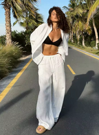 Ensemble Chemise Col Cranté et Pantalon Taille Élastique