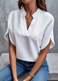Blouse Col V Manches Mi-Longues Bureau