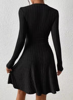 Robe Pull Bodycon Col V Manches Longues