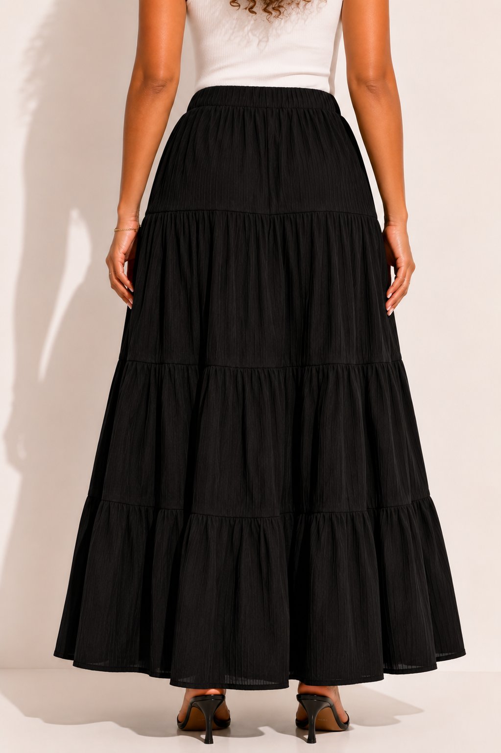 Jupe Plissée Taille Haute Cordon de Serrage