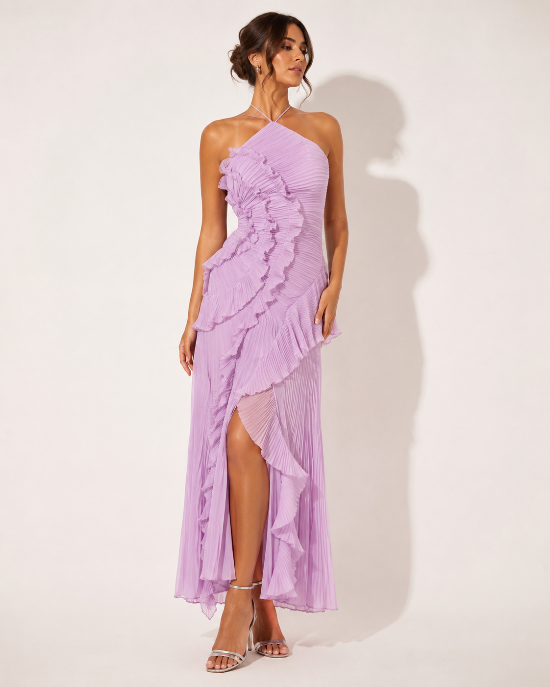 Robe Longue Plissée Bustier Violette