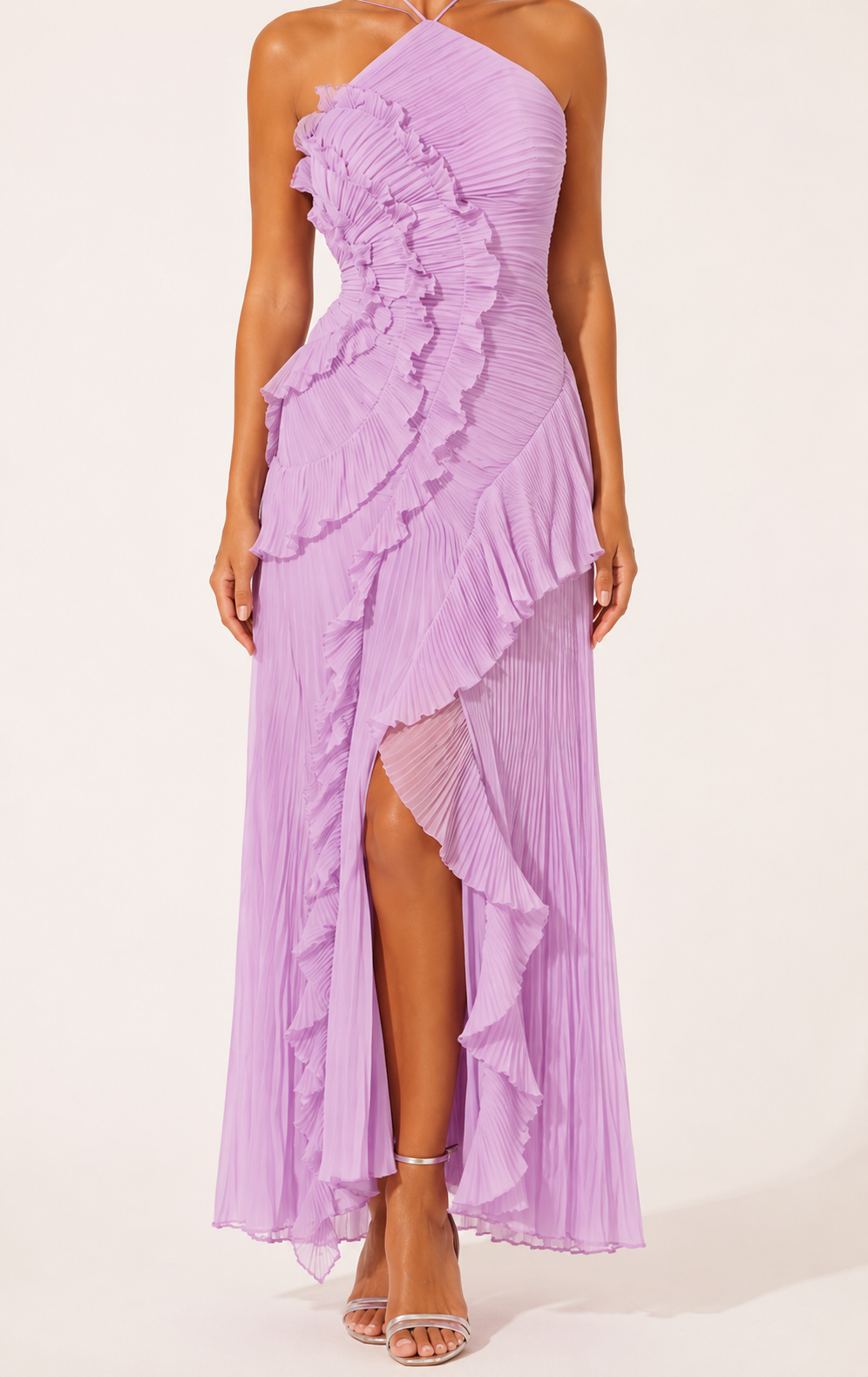 Robe Longue Plissée Bustier Violette