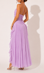 Robe Longue Plissée Bustier Violette