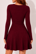 Robe Pull Bodycon Col V Manches Longues