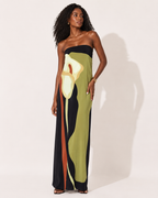 Robe Longue Imprimée Sans Bretelles Dos Nu