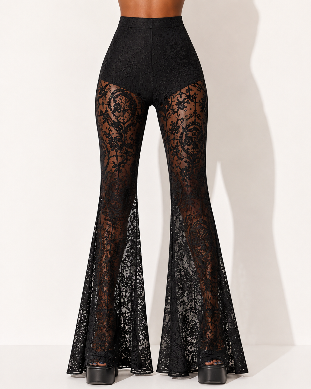 Pantalon Y2K en Dentelle Transparente Gothique