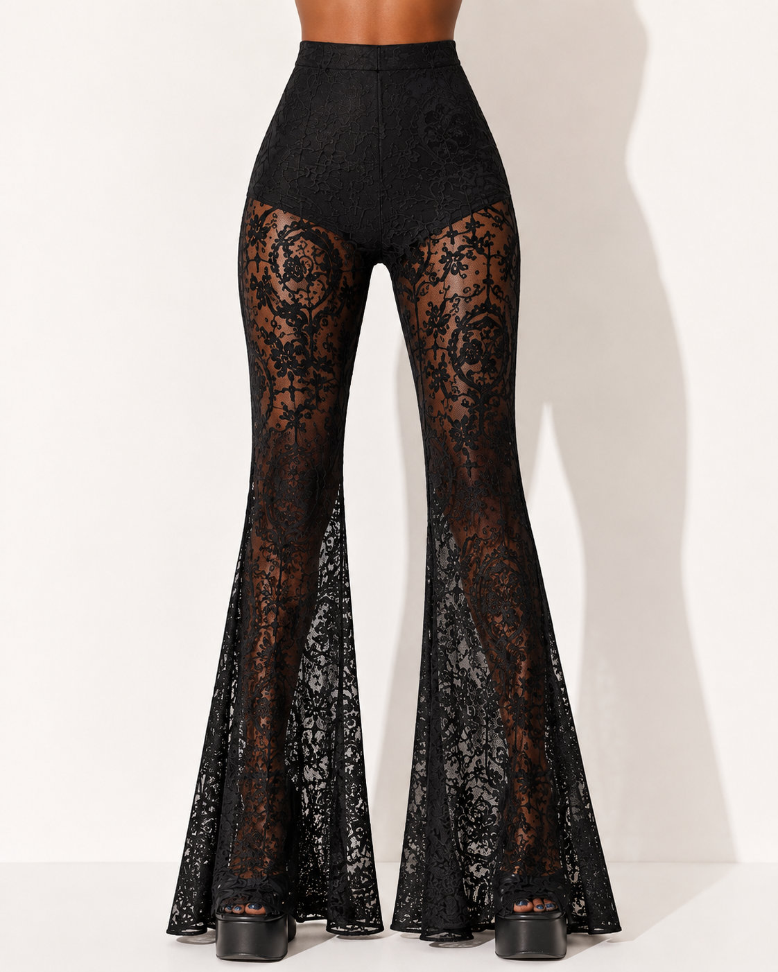 Pantalon Y2K en Dentelle Transparente Gothique