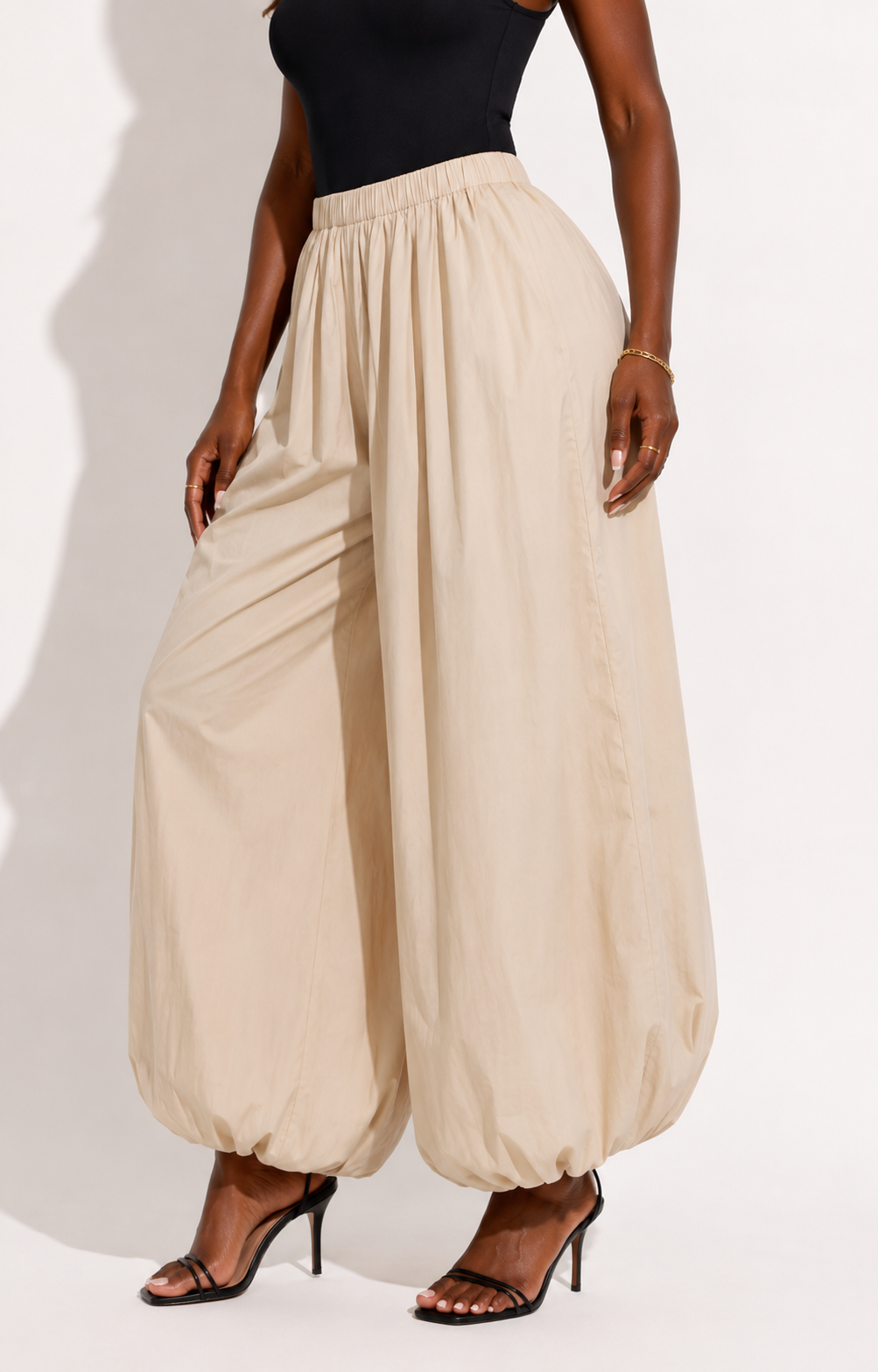 Pantalon Ample en Coton Style Lanterne