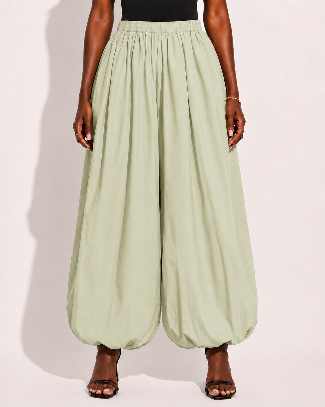 Pantalon Ample en Coton Style Lanterne