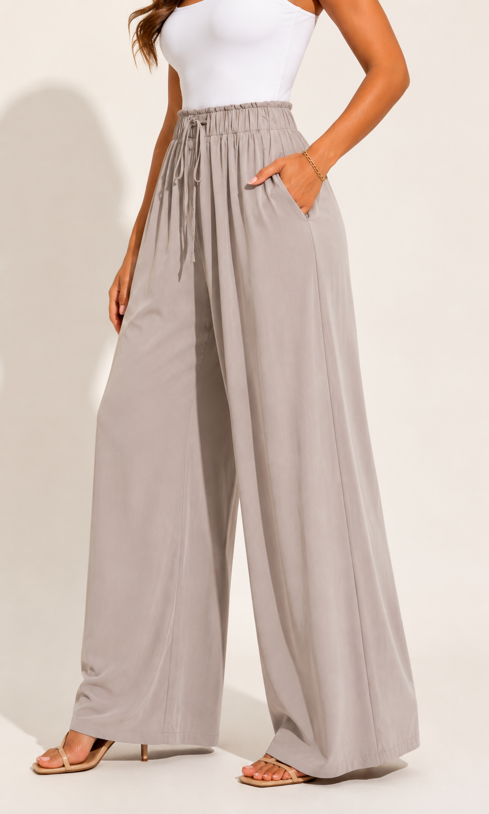 Pantalon Large Vacances Cordon Élastique