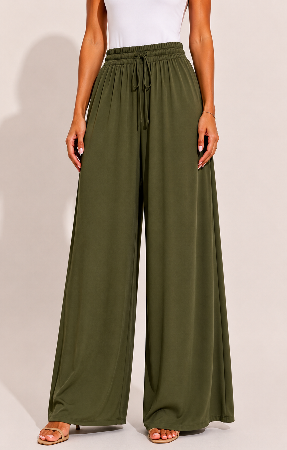 Pantalon Large Vacances Cordon Élastique
