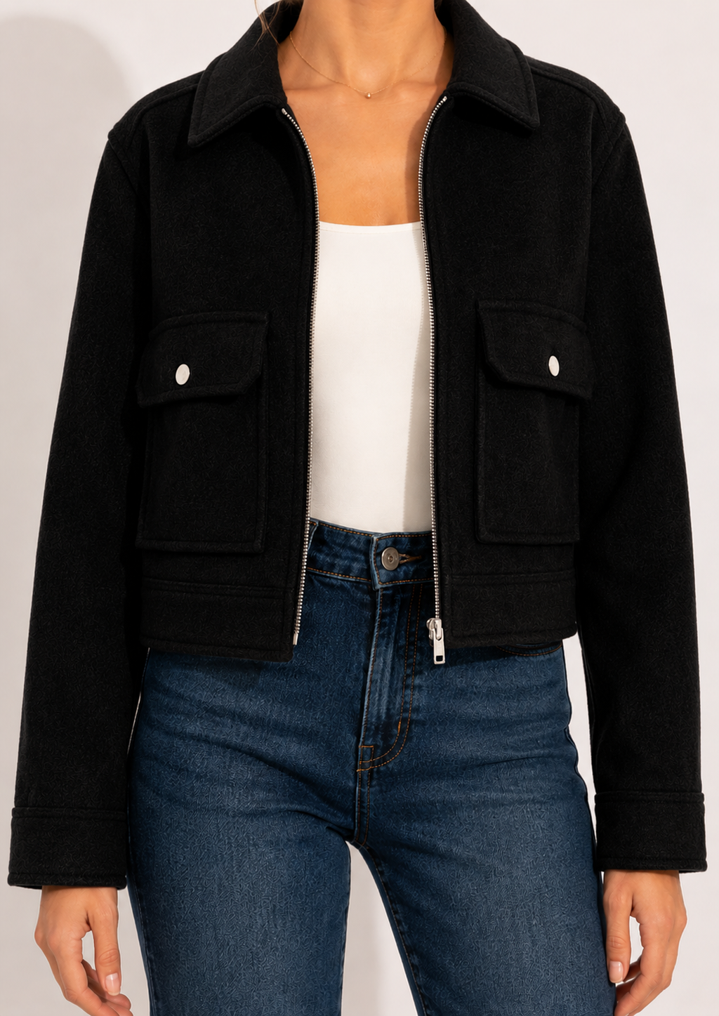 Veste Zippée Hiver Poche Élégante