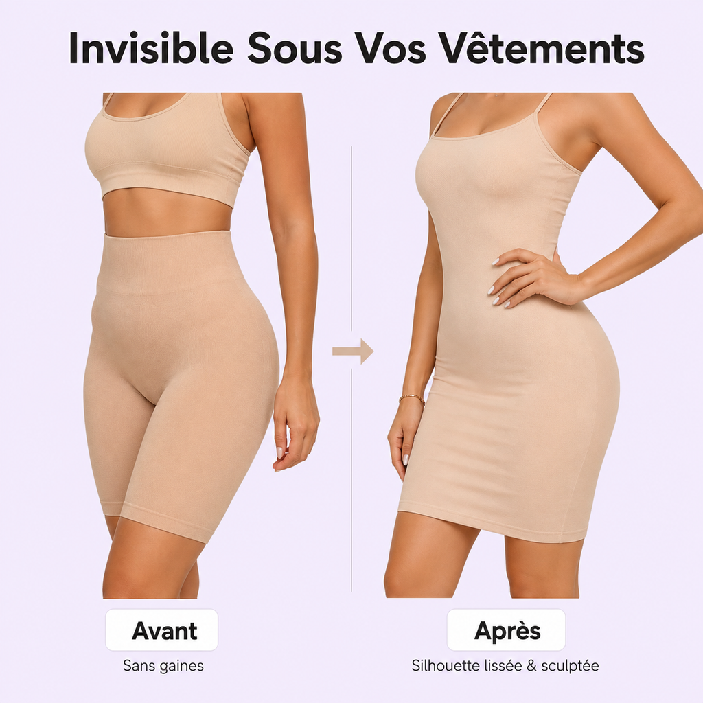 Short Sculptant Taille Haute Cuisses Mi-Longueur Lot de 3