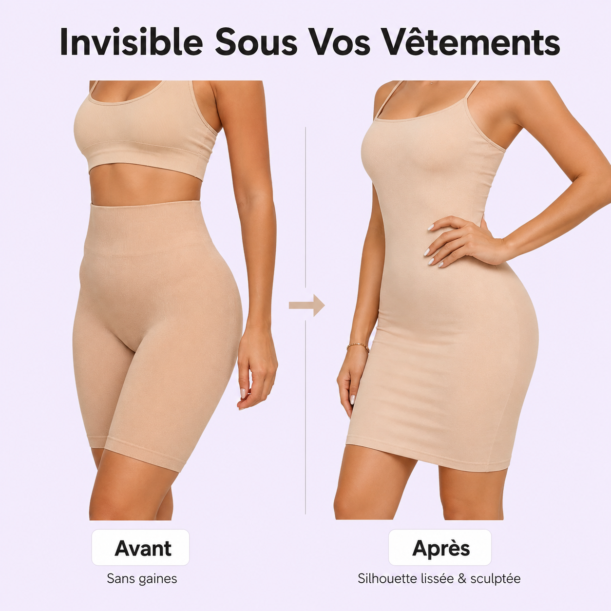 Short Sculptant Taille Haute Cuisses Mi-Longueur Lot de 3