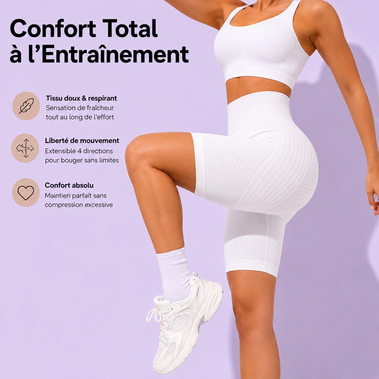 Short Anti-Cellulite 3D Taille Haute - Lot de 3
