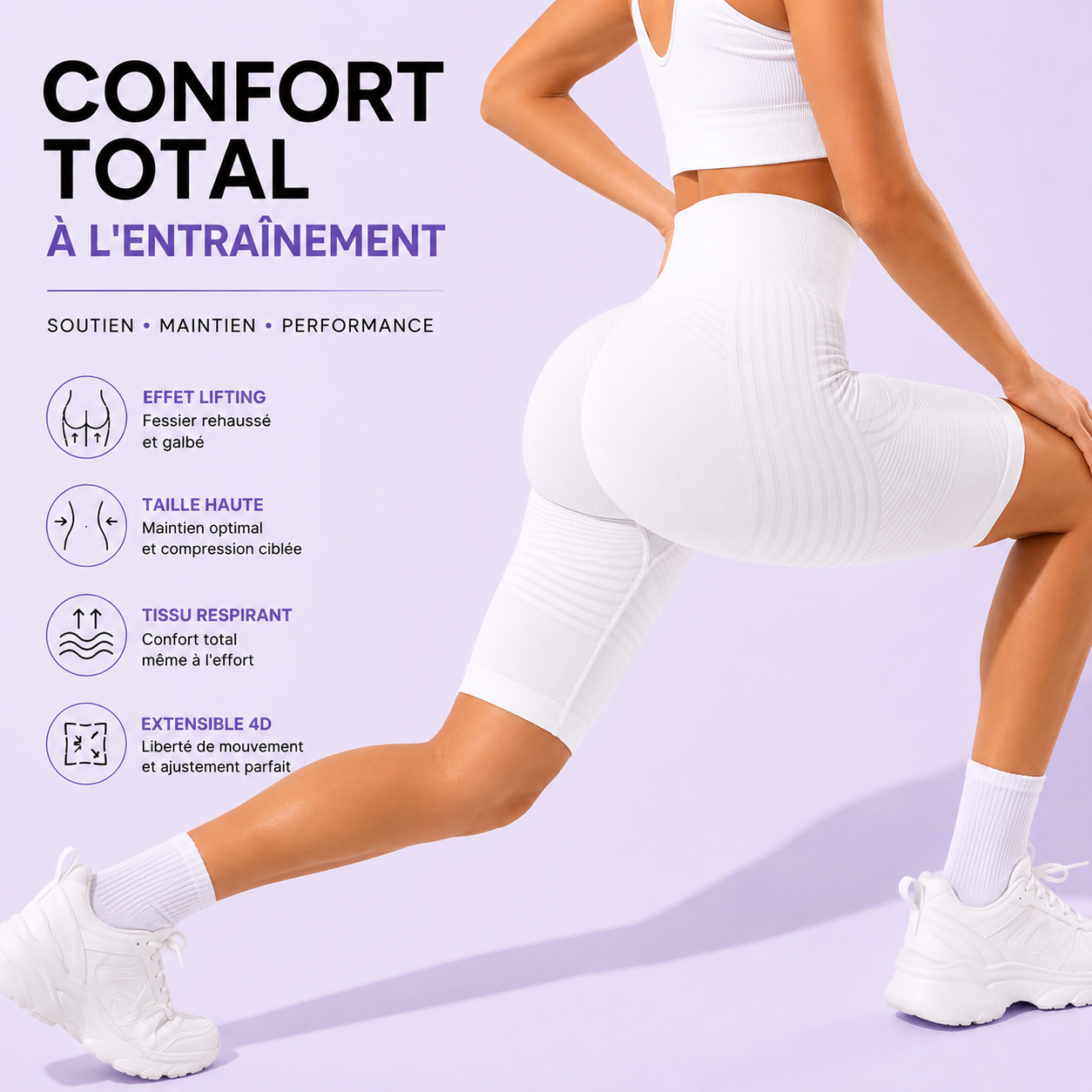 Short Anti-Cellulite 3D Taille Haute - Lot de 3