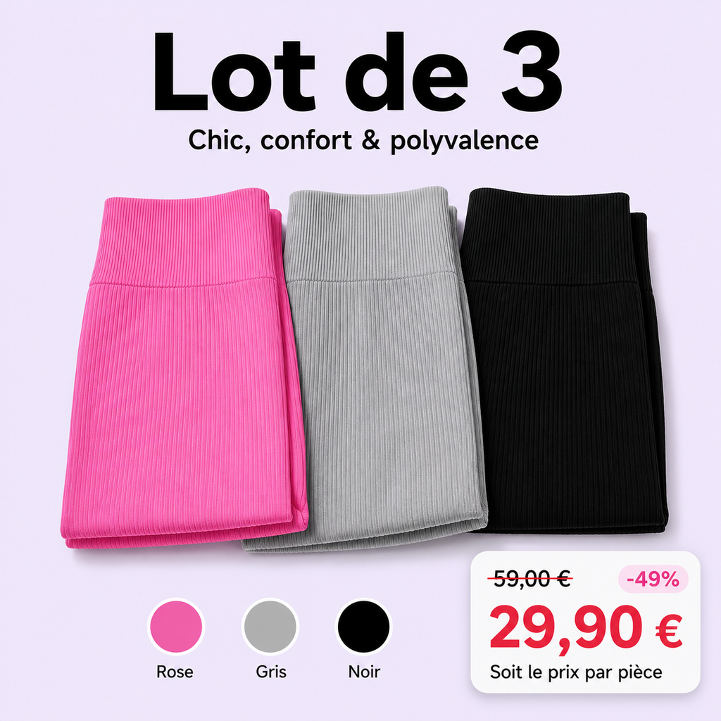 Jupe Crayon Tricotée Taille Haute Bureau - Lot de 3