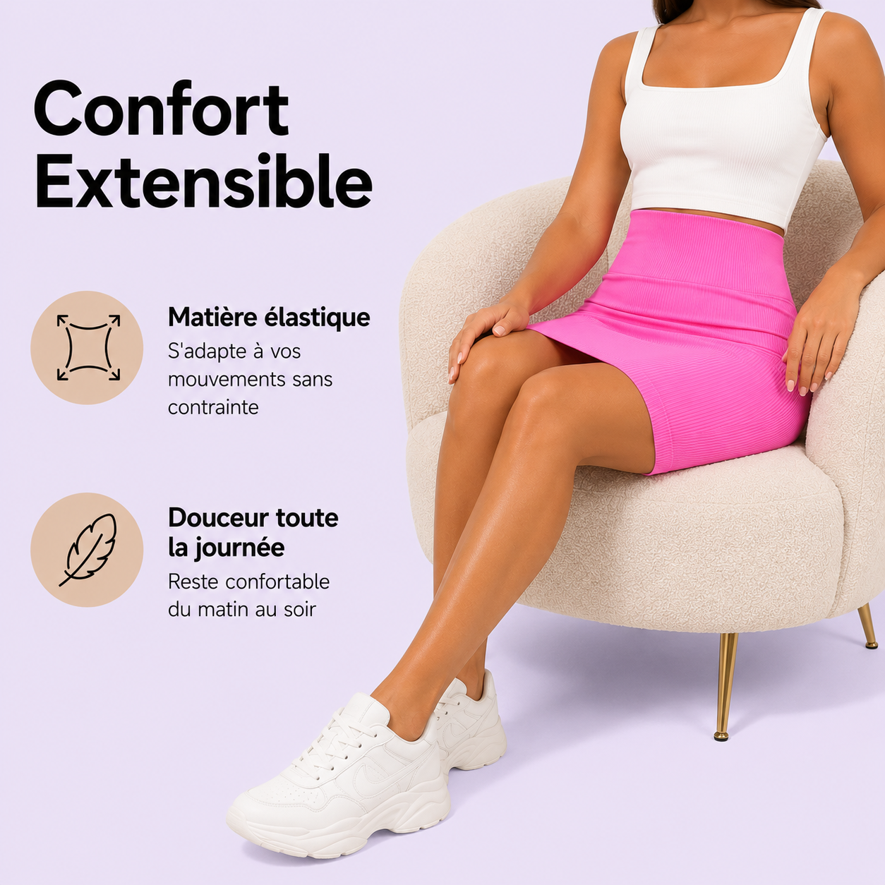 Jupe Crayon Tricotée Taille Haute Bureau - Lot de 3