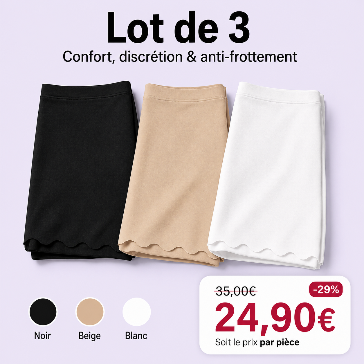 Short Gainant Taille Haute Sans Couture Extra Ferme - Lot de 3