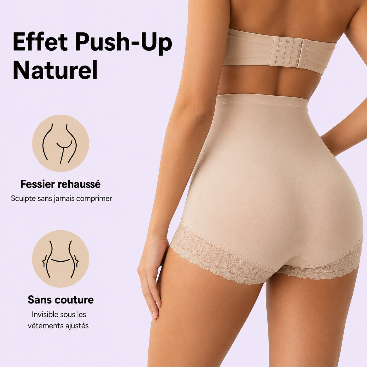Short Gainant Taille Haute Sans Couture Dentelle Lot de 3