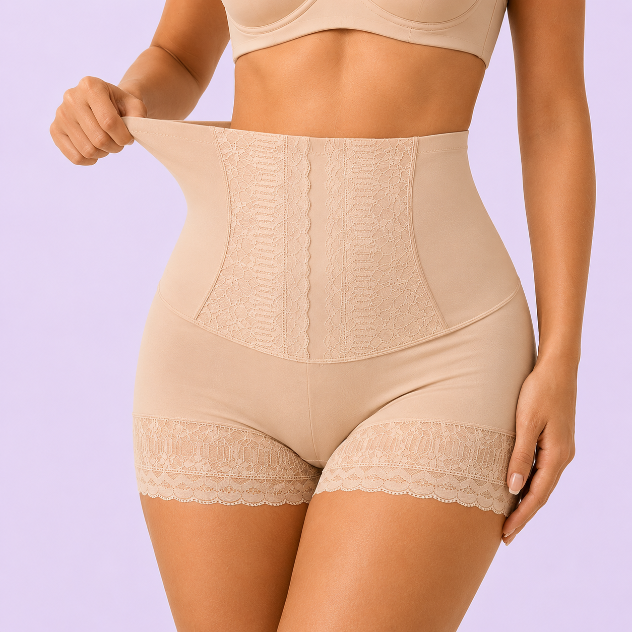 Short Gainant Taille Haute Sans Couture Dentelle Lot de 3