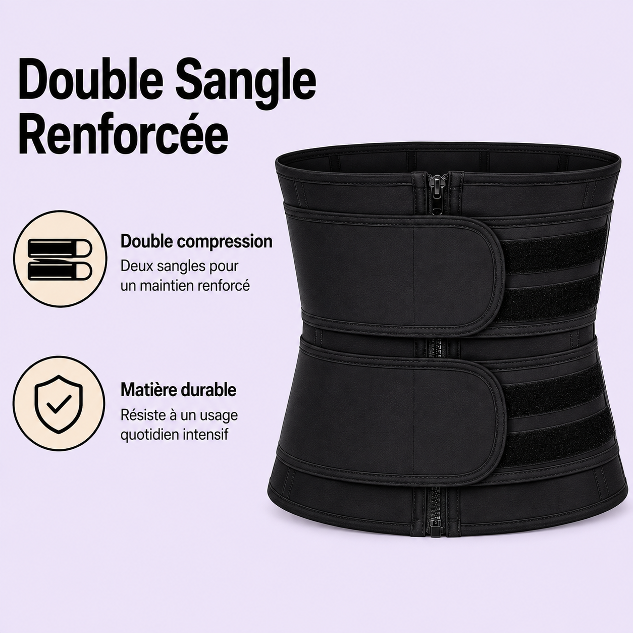 Ceinture Amincissante Ajustable Fermeture Éclair Contrôle du Ventre