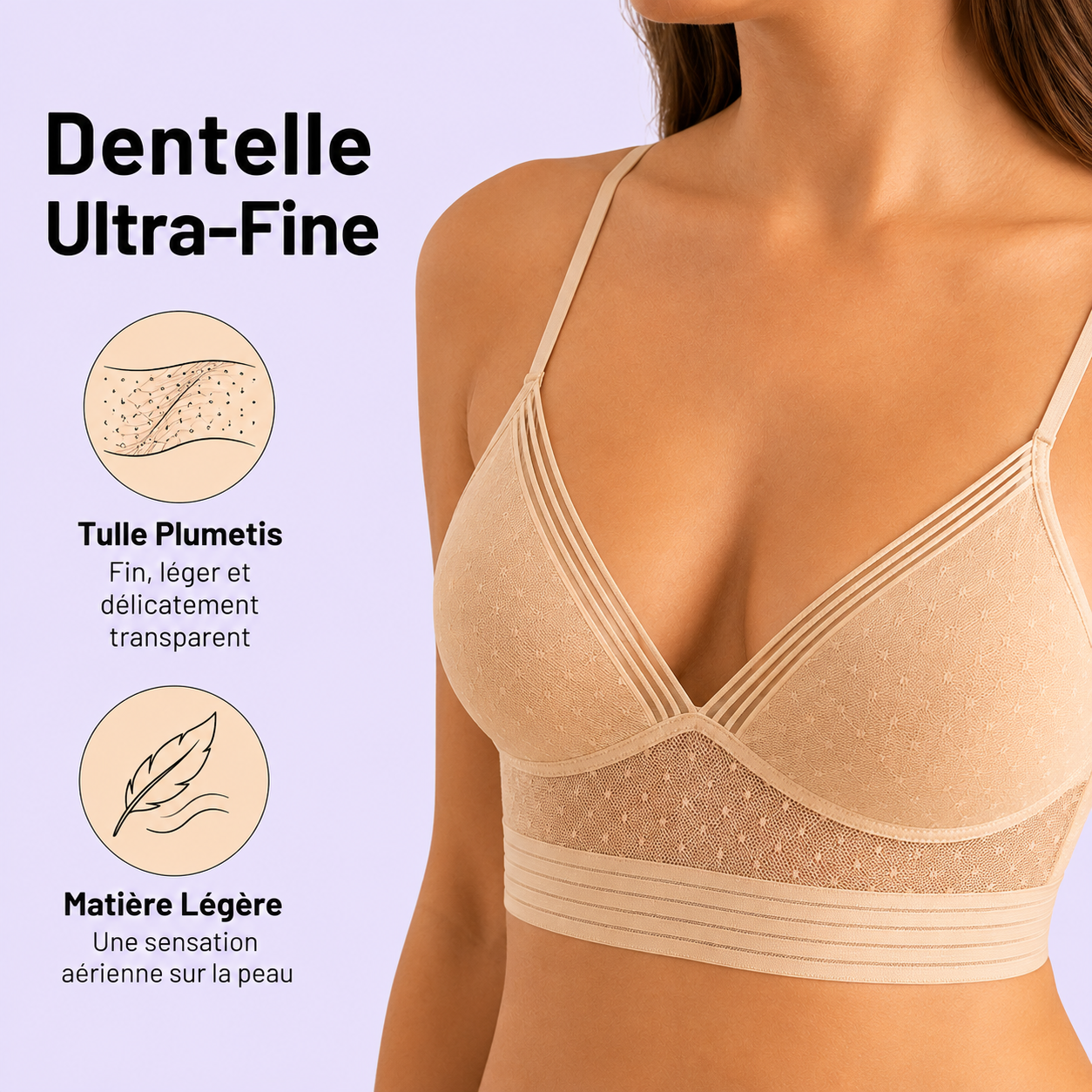 Soutien-gorge Dos Nu en Dentelle Ultra-Fin Sans Armatures - Lot de 3
