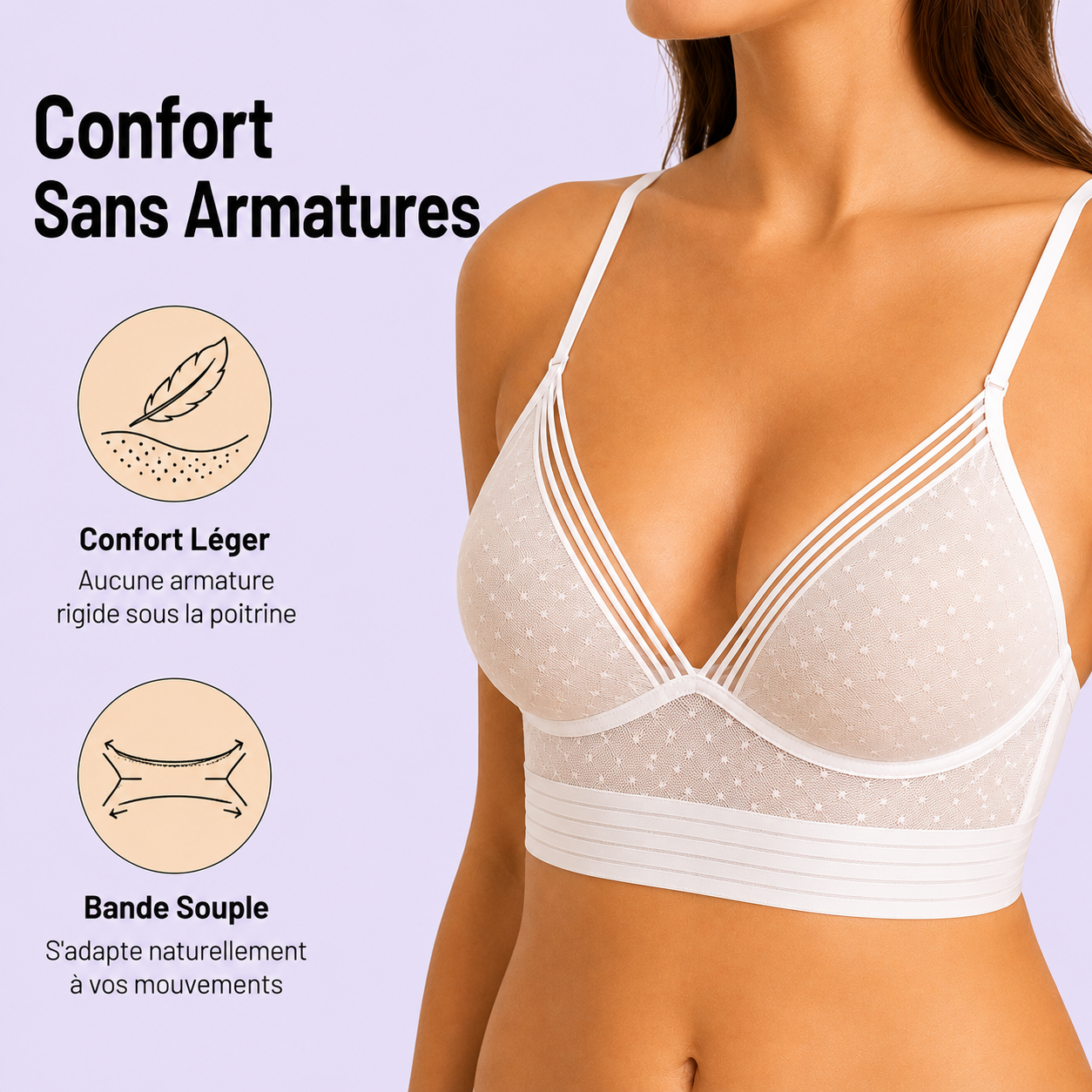 Soutien-gorge Dos Nu en Dentelle Ultra-Fin Sans Armatures - Lot de 3