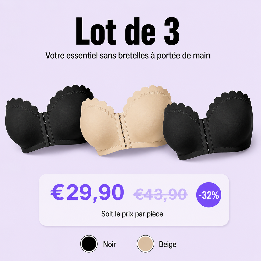 Soutien-gorge en Dentelle Sans Bretelles Push-Up - Lot de 3