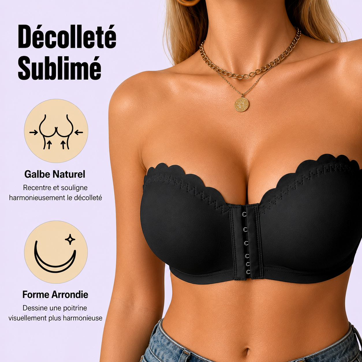 Soutien-gorge en Dentelle Sans Bretelles Push-Up - Lot de 3