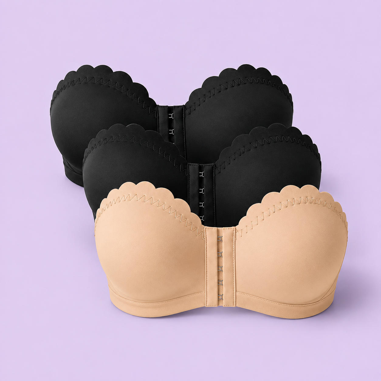 Soutien-gorge en Dentelle Sans Bretelles Push-Up - Lot de 3