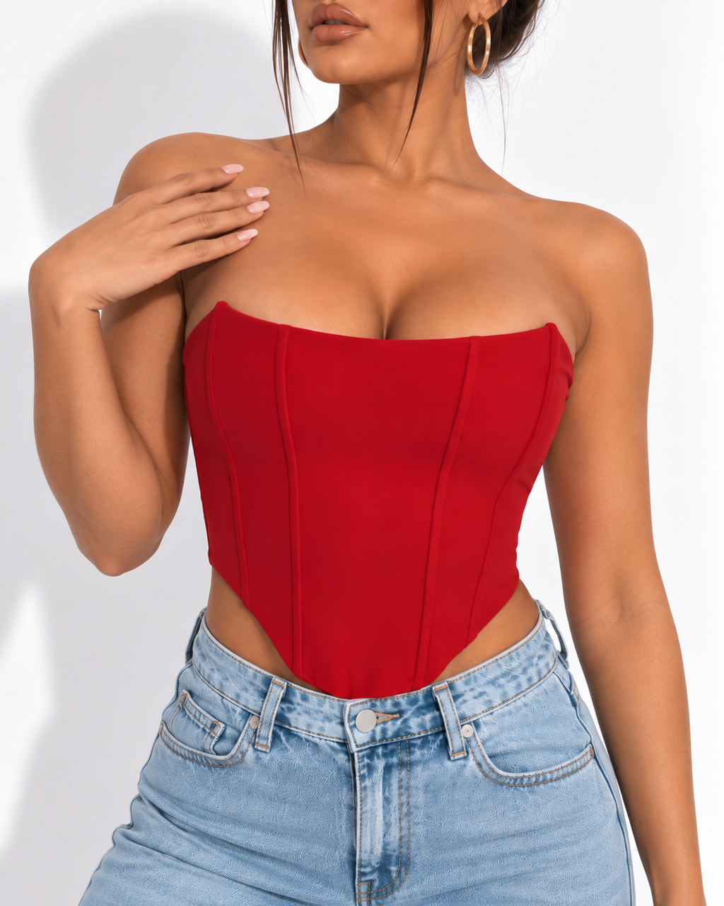 Crop Top Corset Épaules Dénudées Dos Nu