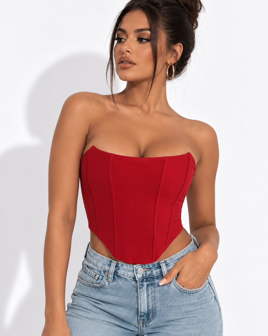 Crop Top Corset Épaules Dénudées Dos Nu