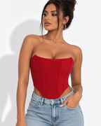 Crop Top Corset Épaules Dénudées Dos Nu