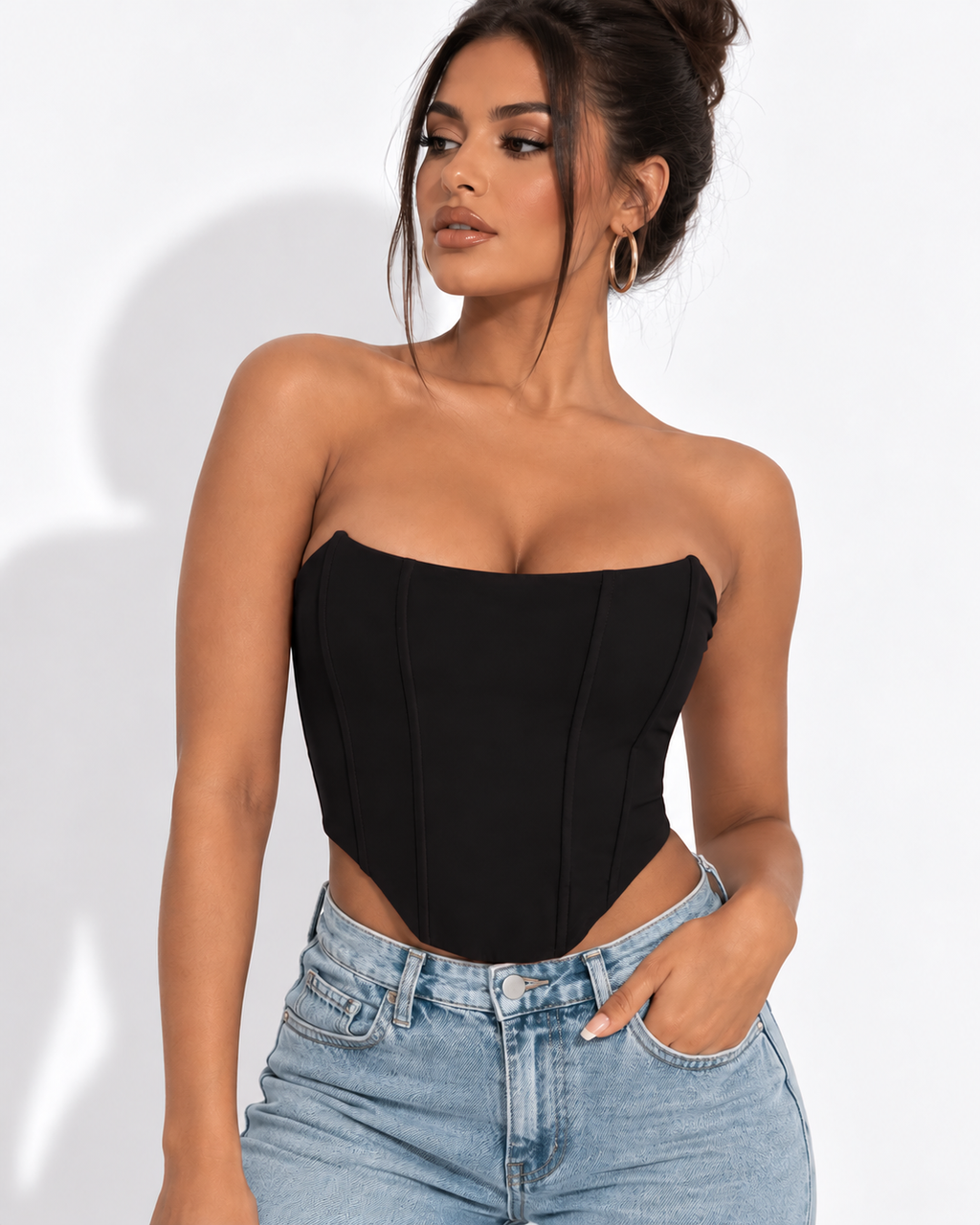 Crop Top Corset Épaules Dénudées Dos Nu
