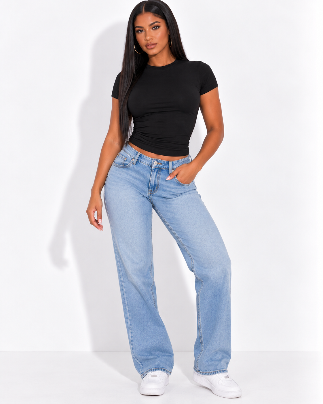 T-Shirt Slim Col Rond Tricoté Streetwear