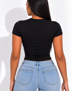 T-Shirt Slim Col Rond Tricoté Streetwear