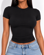 T-Shirt Slim Col Rond Tricoté Streetwear