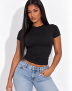 T-Shirt Slim Col Rond Tricoté Streetwear