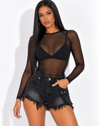 Top Manches Longues en Mesh Transparent