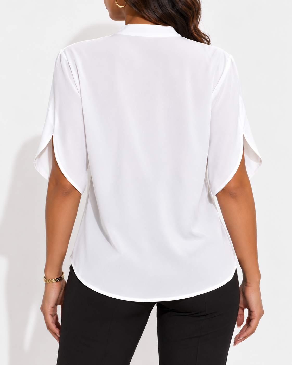 Blouse Col V Manches Mi-Longues Bureau