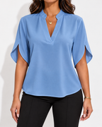 Blouse Col V Manches Mi-Longues Bureau