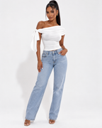 Crop Top Asymétrique Une Épaule Dos Noué