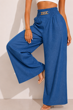 Pantalon Taille Haute Jambes Larges Chic Élégant