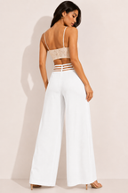 Pantalon Taille Haute Jambes Larges Chic Élégant