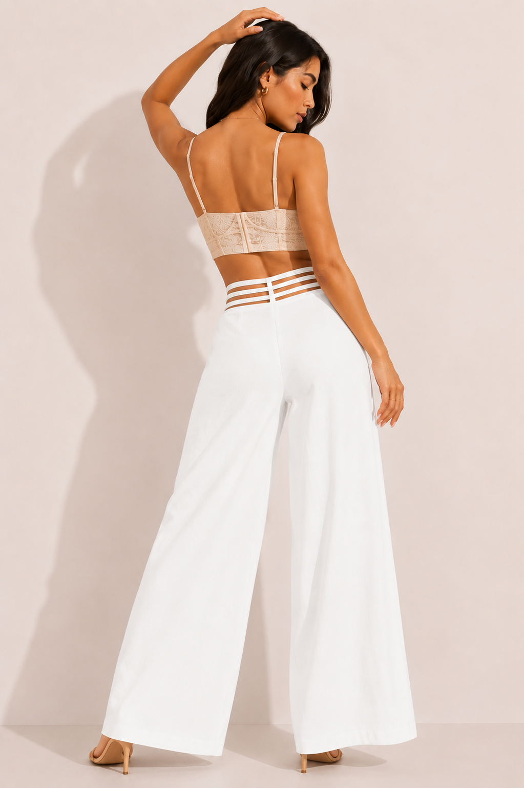 Pantalon Taille Haute Jambes Larges Chic Élégant