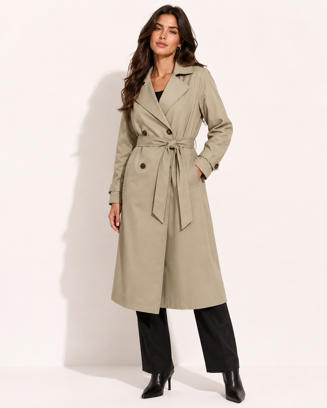 Trench Ceinturé Boutonné Vintage Chic