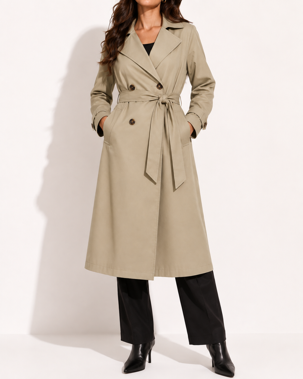 Trench Ceinturé Boutonné Vintage Chic