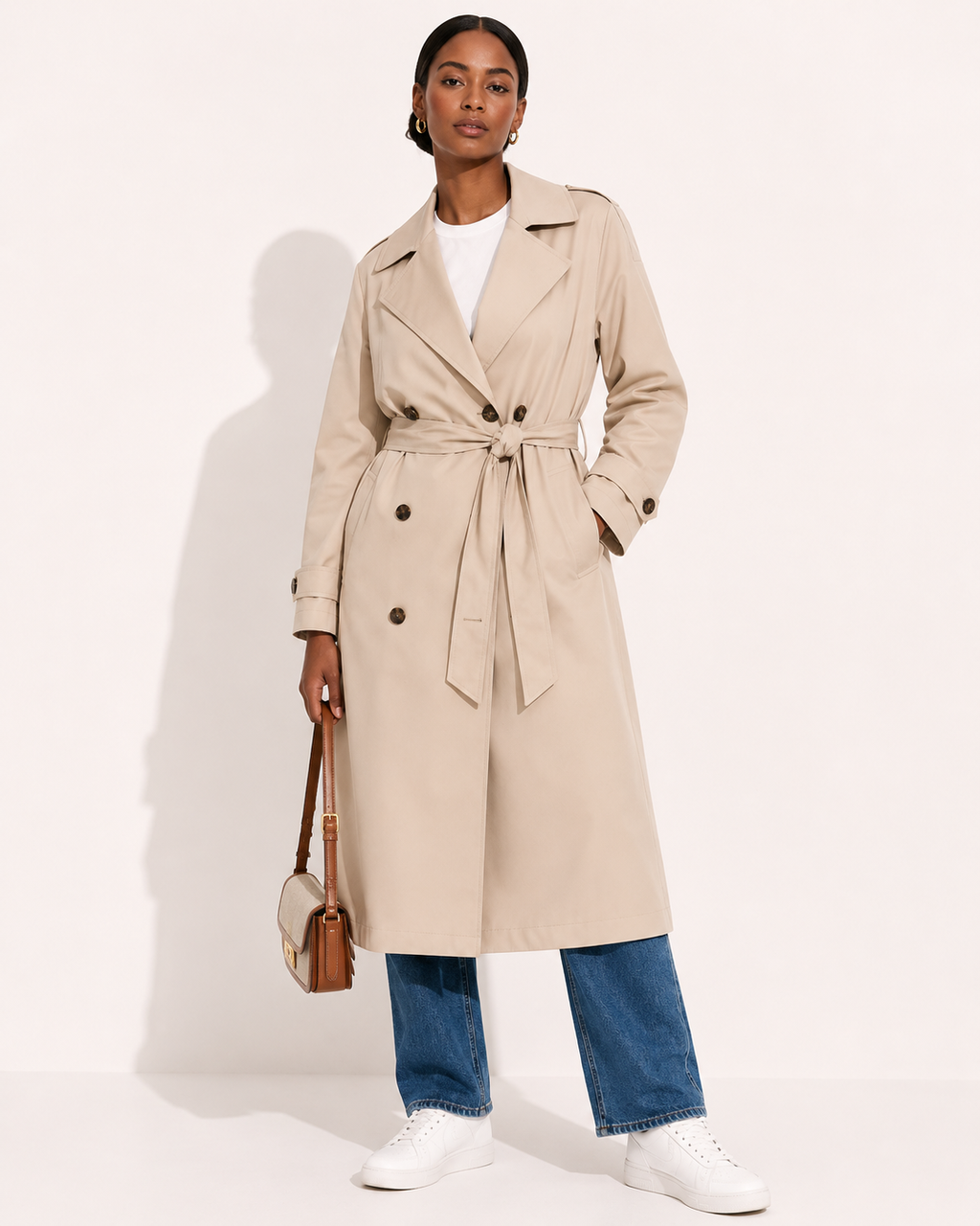 Trench Ceinturé Boutonné Vintage Chic